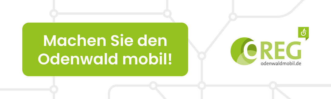 Grünes Logo, Schrift: Machen Sie den Odenwald mobil - OREG