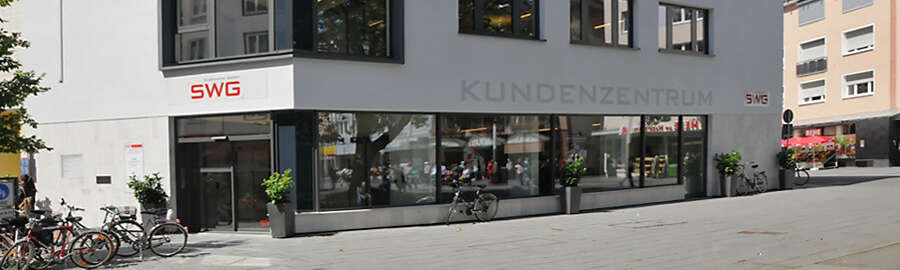 Außenansicht des Kundenzentrums der Stadtwerke Gießen (SWG)