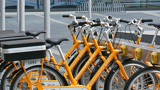 Station des Fahrradvermietsystems MVGmeinRad in Mainz
