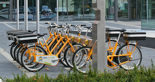 Station des Fahrradvermietsystems MVGmeinRad in Mainz