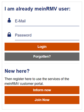 Screenshot: meinRMV Login