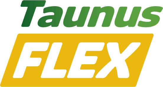 Logo des TaunusFLEX in gelb und grüner Farbe gehalten