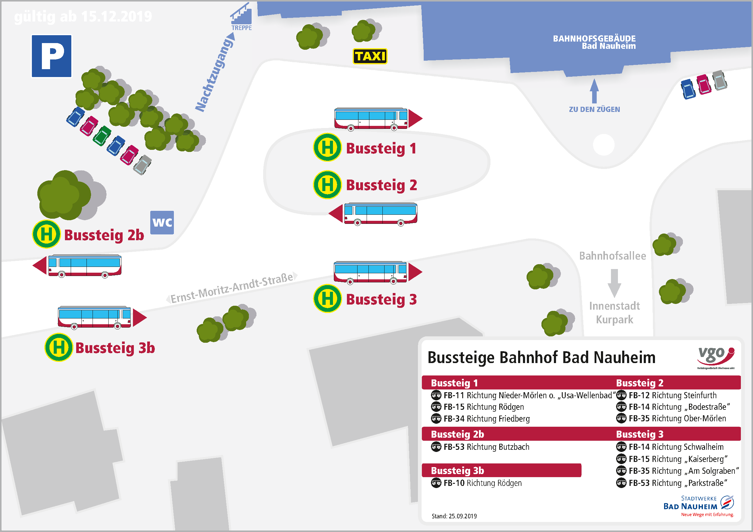 Lageplan Bussteige Bahnhof Bad Naheim