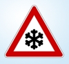 Schneeflocke Achtung Verkehrszeichen mit Schneeflockensymbol