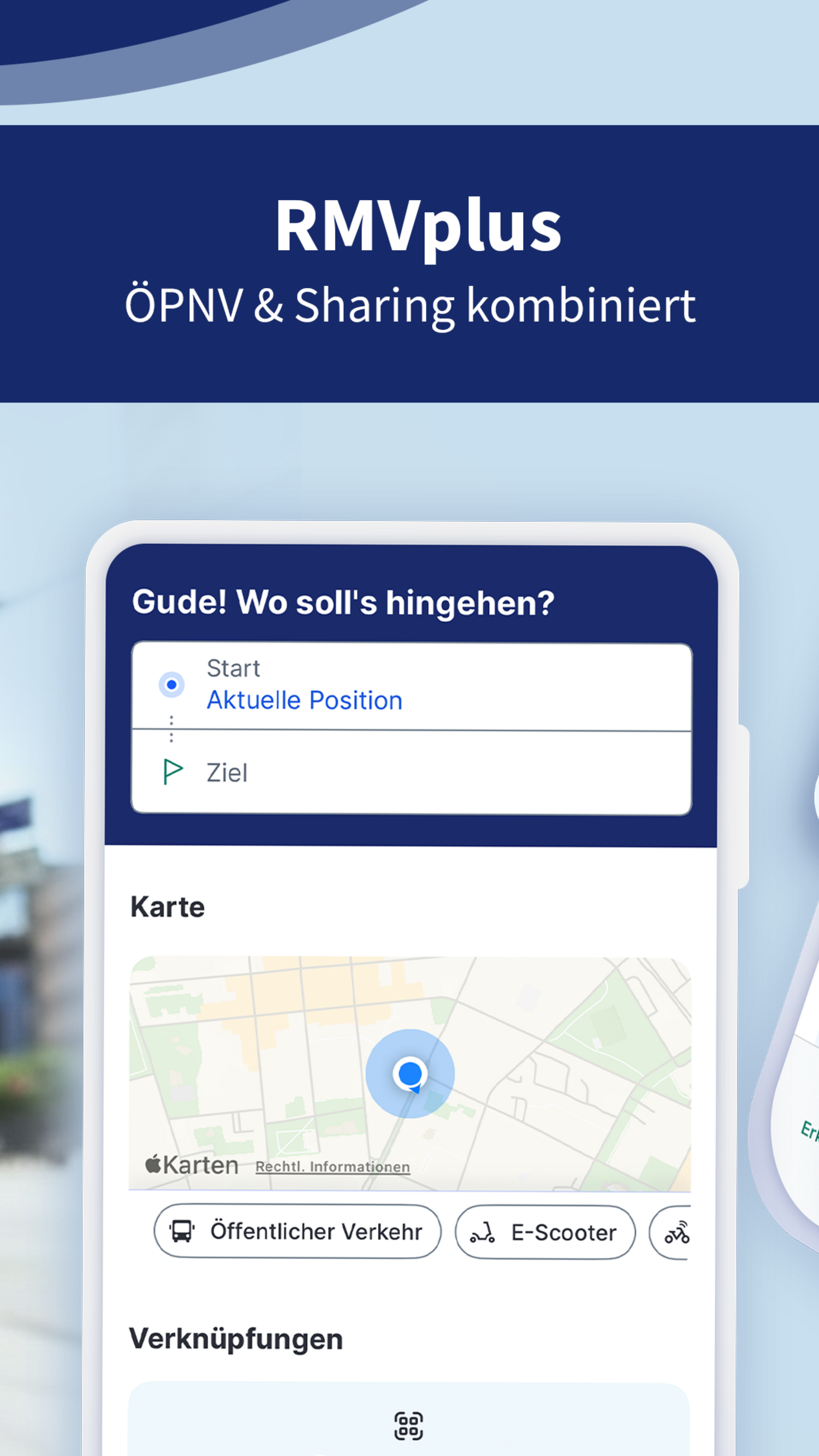Start-Ziel-Suche in der App RMVplus.