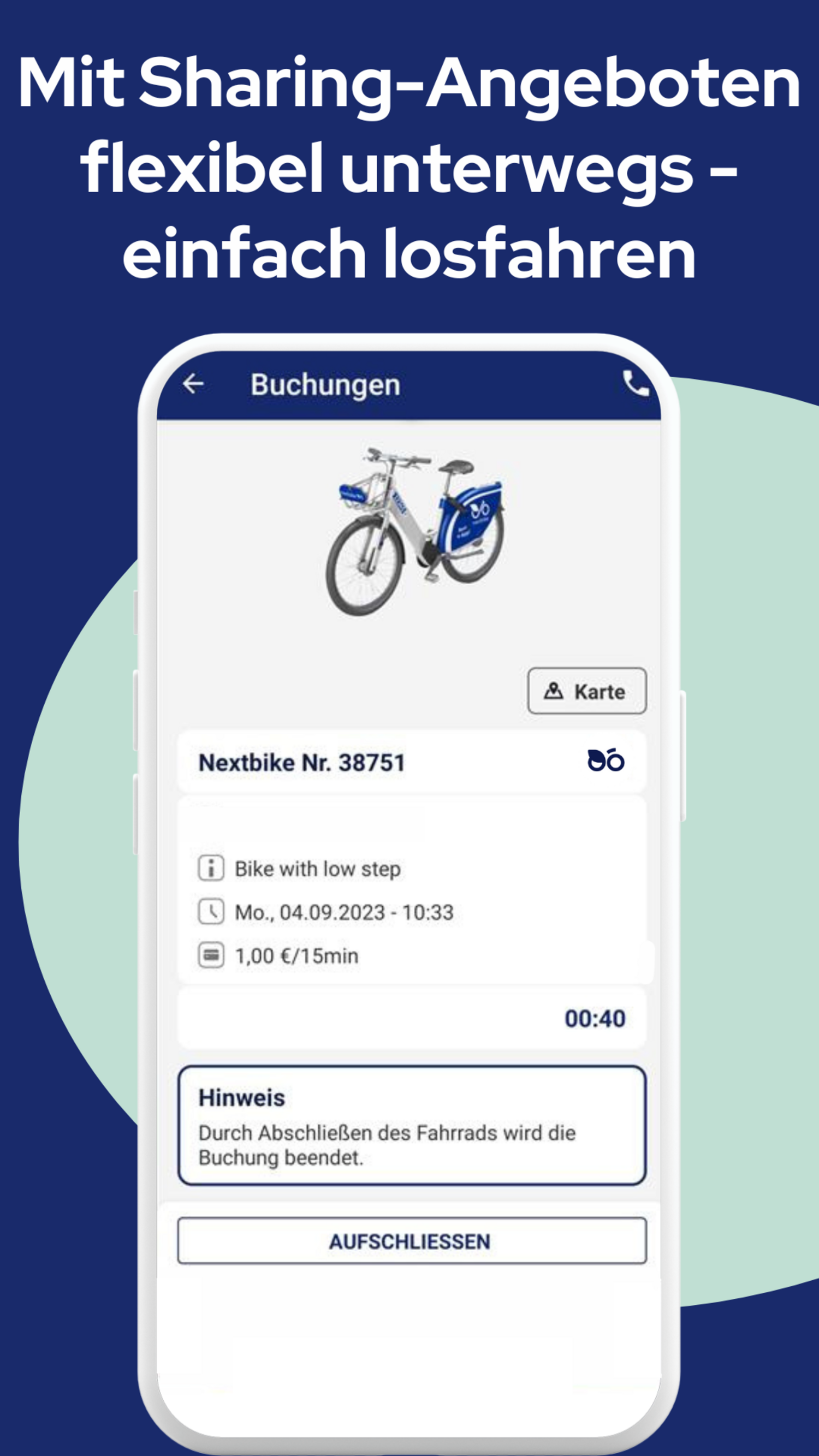 Sharing-Angeboten in der App RMVplus.