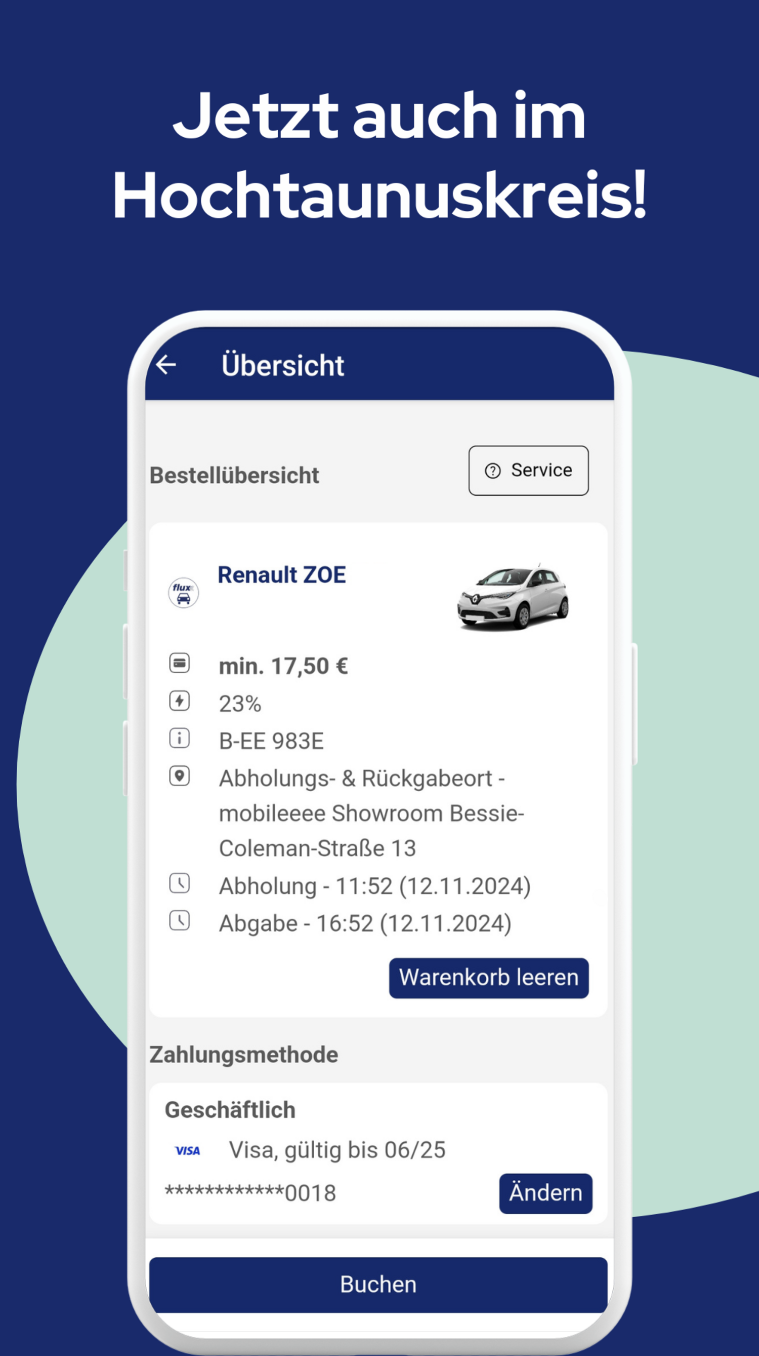 Carsharing-Buchung in der App RMVplus.