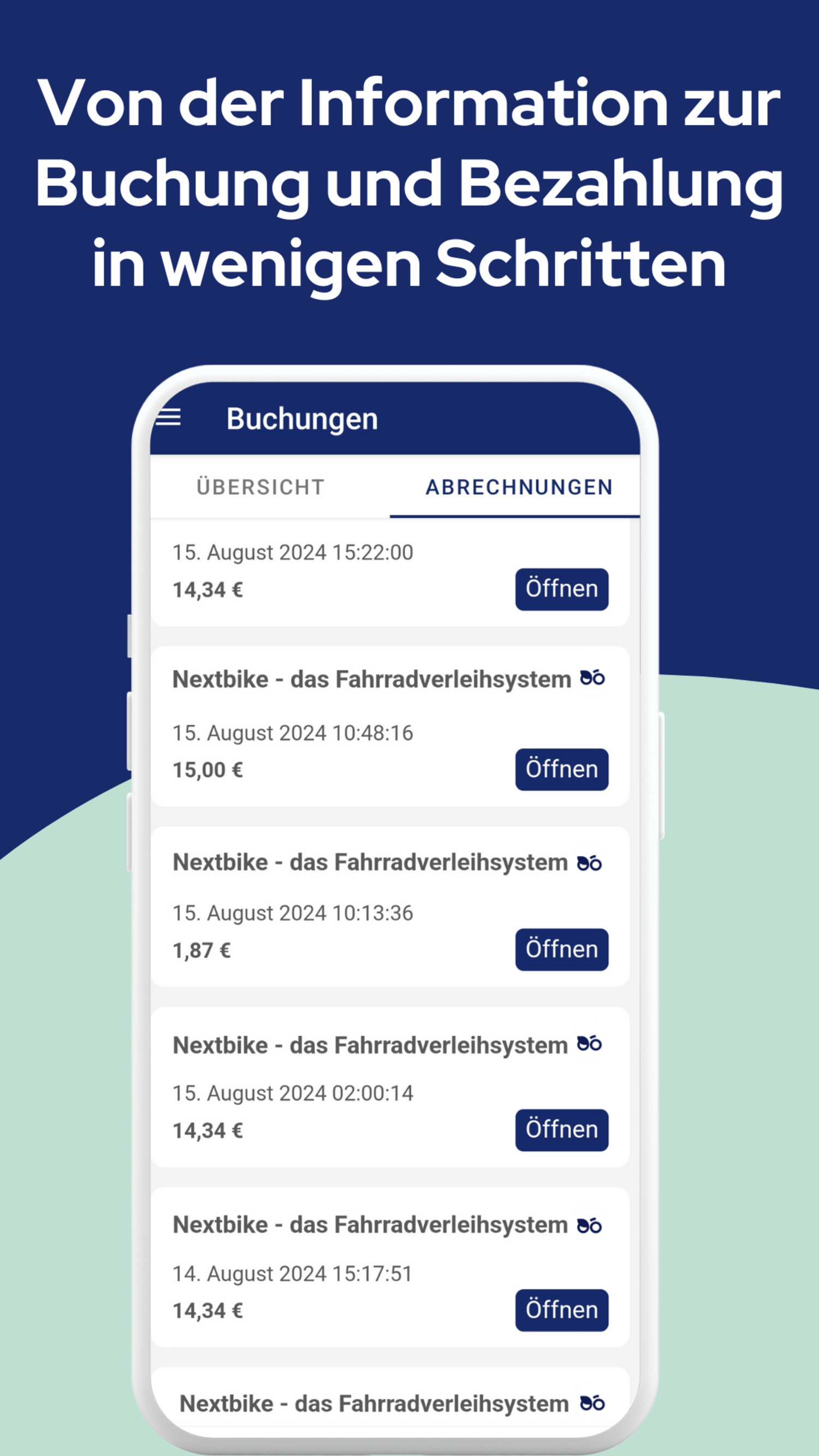 Buchungsübersicht in der App RMVplus.