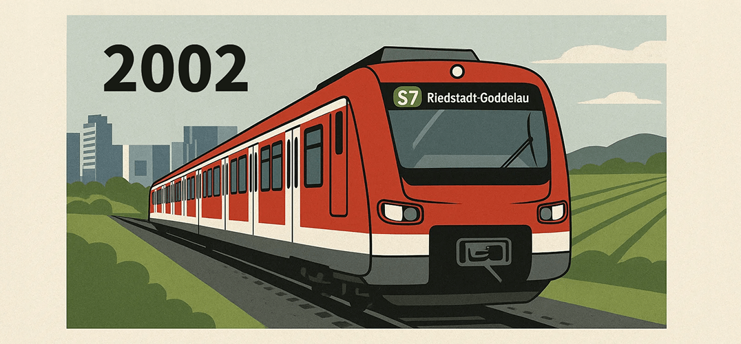 Bahn mit Anschrift "S7 Riedstadt-Goddelau".