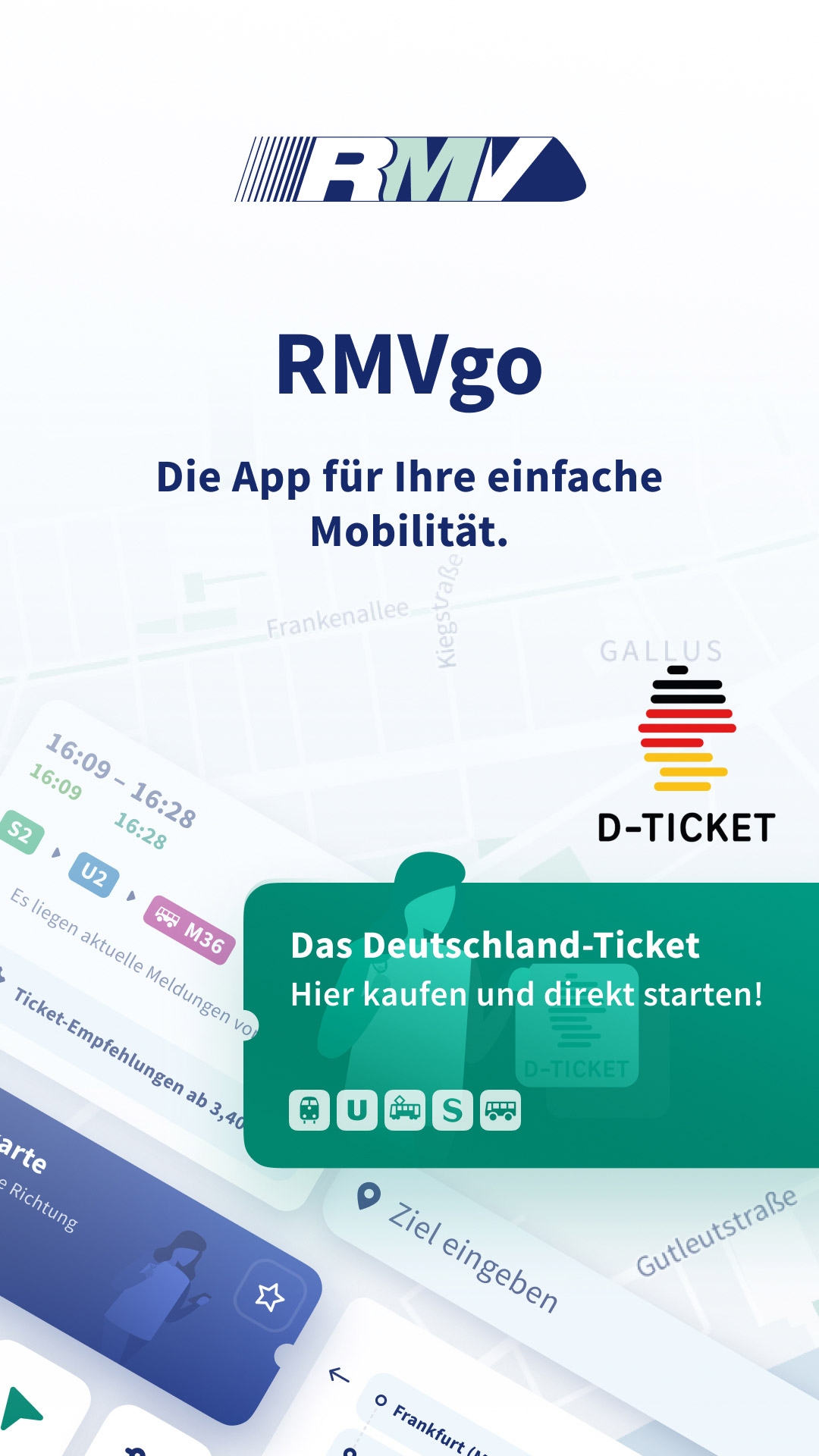 Übersicht der RMVgo-App mit dem Text "RMVgo - Die App für Ihre Mobilität."