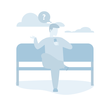 Illustration eines Mänchens auf einer Bank sitzend